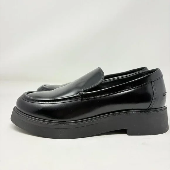 Anthropologie Maeve Classic Leather Loafers Black Size 38/7-7.5